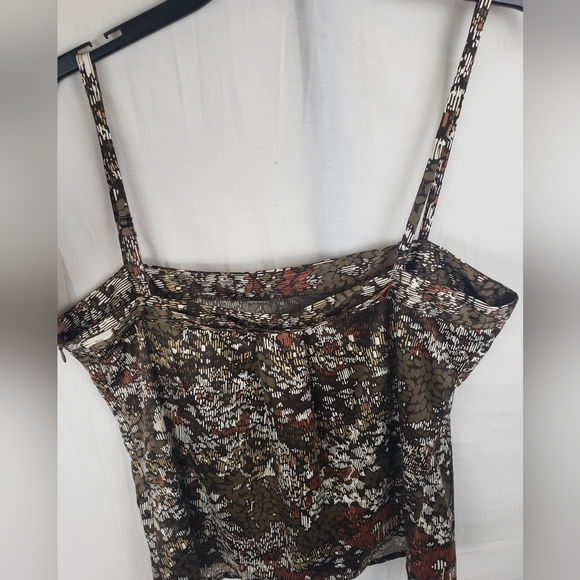 To The Max Brown Spagetti Strap Silky Shirt Sz L - Picture 6 of 11